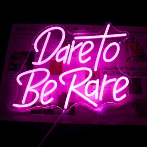 Image of Dare To Be Rare Neon LED Sign Pink Letter Light for Bedroom Decor Girl Gift
