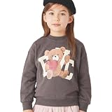 [ever closet] トレーナー キッズ 子供 女の子 男の子 秋冬 トップス 140 チャコールB プリント くま プリント ロゴ 秋服 冬服 通園 通学 子供服 キッズ服 エバークローゼット