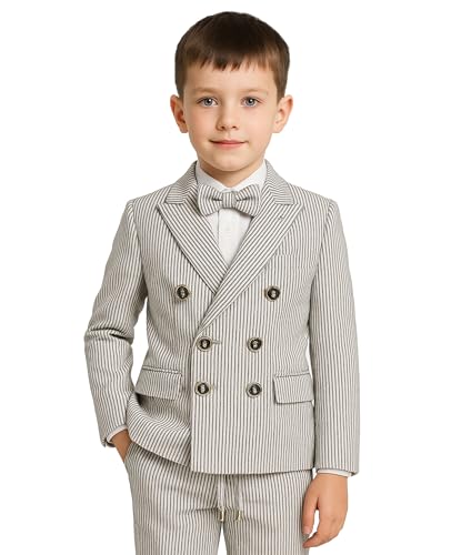 Costume rayures fines garçon ensemble tailleur croisé haut de gamme pour bal de promo