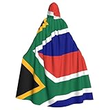 YYHWHJDE South African Flag Pattern Halloween Adult Hooded Cape Cloak No Zipper, Comfortable For Costume Parties