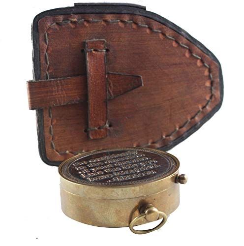 Vintage Navigation Instrument Unique Design Magnetic Maritime Ship Sailor Device Finder Item Nautical Leather Case Antique Brass Quote Compass By Thoreau Collection #TOP6
