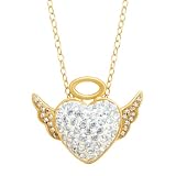 Crystaluxe Angel Pendant with Swarovski Crystals in 14K Gold-Plated Sterling Silver, 18"