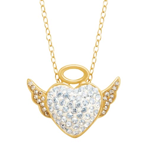 Crystaluxe Angel Pendant With Swarovski Crystals In 14K Gold-Plated Sterling Silver, 18" #TOP6