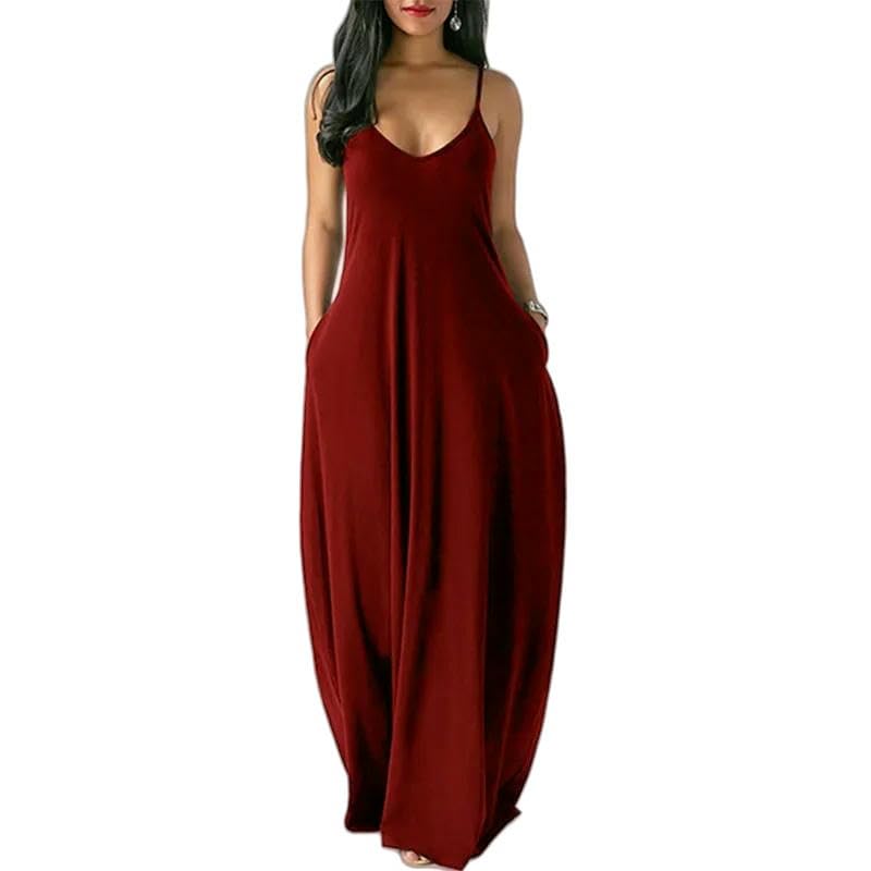 Sukienka damska podkreślająca figurę letnia Solid Color Deep V Sling sukienka