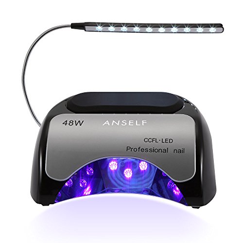 Anself 48W LED + CCFL Nail Curing Lamp Gel Dryer Machine Fingernail & Toenail Nail Art Painting Salon Tool (Black)