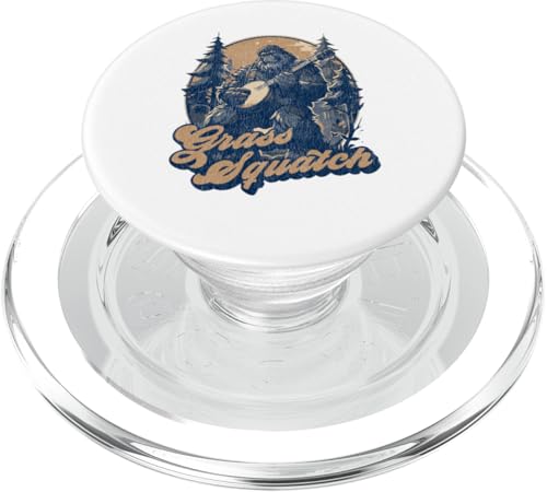 Grass Squatch! 80s Distressed Bigfoot Bluegrass Banjo PopSockets PopGrip para MagSafe