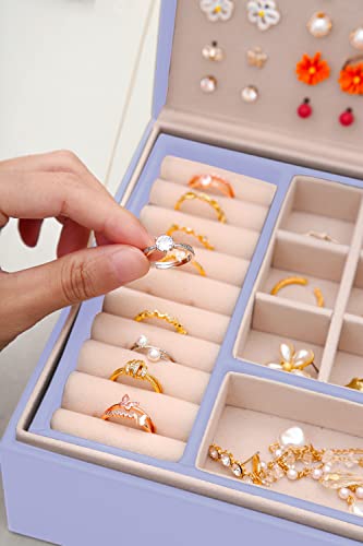 Qbestry Stud Earring Organizer For Girls Stud Jewelry Box For Earrings Necklace Jewelry Organizer Studs,Girls Earring Box For Womens Necklace Holder Rings Organizer Jewelry Earring Storage Box,Blue #TOP6