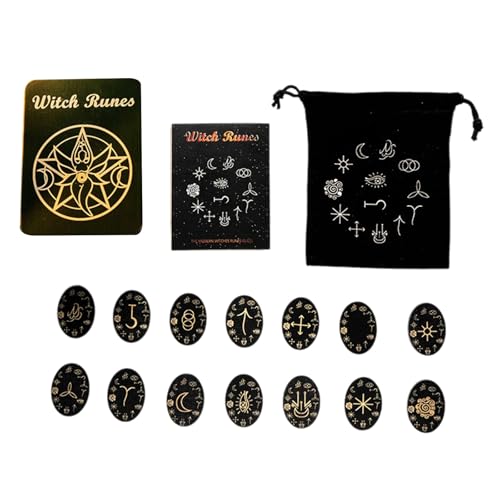 XIAOQENAN Handmade Divinations Pierres en bois faites à la main pour jeu de société Accessoires de jeu de société Pierres taillées en bois avec sac de rangement Ensemble de pierres de sorcière