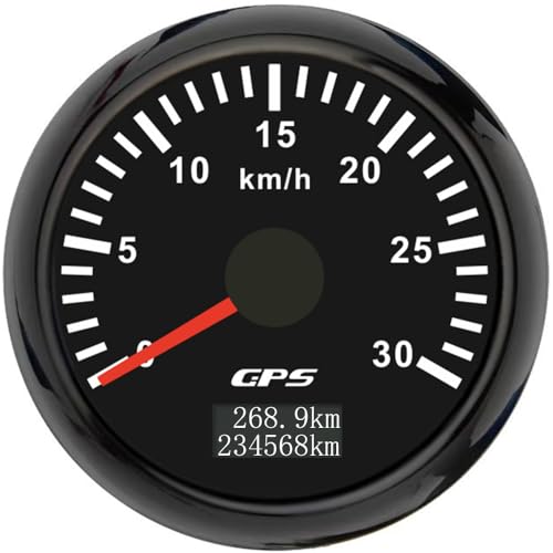 ELING Velocímetro GPS de 52 mm 0-30 km/h com retroiluminação de 7 cores para tratores ATV UTV (preto+preto, 0-30 km/h)