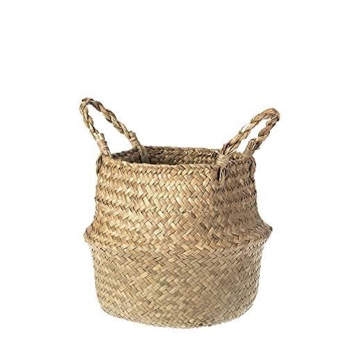 Panier à linge tressé 22 x 20 cm - Panier pliable en jonc de mer avec anse - Panier de rangement fait main Cover