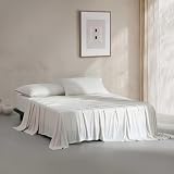 Calvin Klein - Queen Sheet Set with Fitted Sheet & Pillowcases, Soft Cotton-Blend Jersey Bedding, Moisture-Wicking, Deep Pocket, Modern Cotton Ivory/Grey