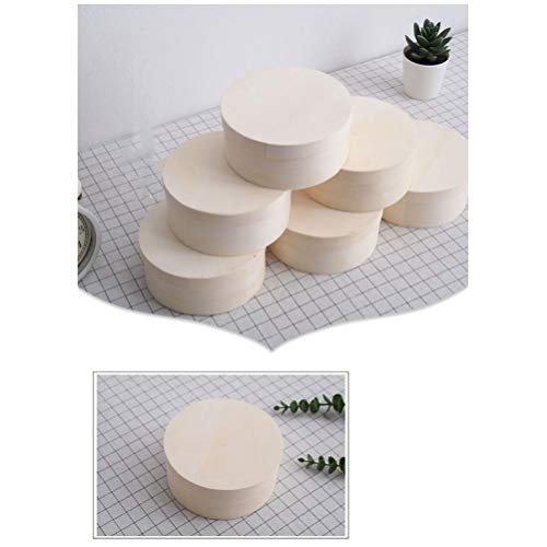 Caixa redonda de madeira Milisten inacabada, caixa de armazenamento de presente para boutique, redon