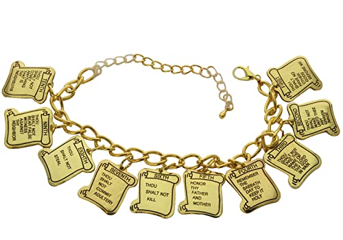 Sterling Gifts Ten Commandments Charm Bracelet Gold