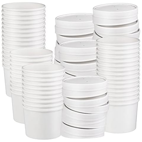 Giwrmu 12 oz 50 Pack Soup Containers with Lids Disposable Soup Bowls, Ice Cream Containers, White Disposable Soup Cups Cover