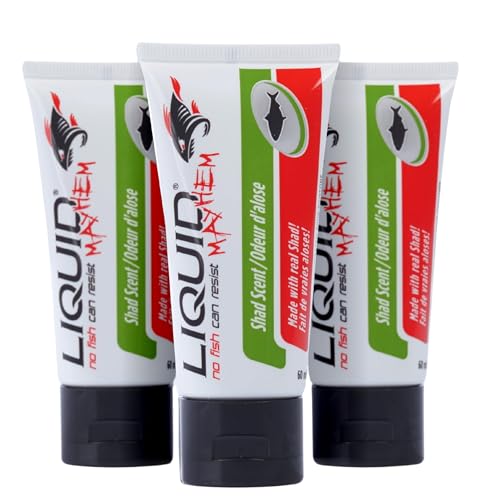 Liquid Mayhem Shad Fish Attractant Gel 60 ml / 2 oz · 60 Uses 3-Pack – Real Shad Bait & Aminos | UV-Enhanced Long-Lasting Gel – All Lure Types