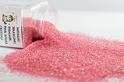 Metallic Sparkling Shimmer Pink Sugar Crystals - Dairy Free,Gluten Free,Vegan,Soy Free,Nuts Free,Kosher,Cookies,Cupcake,Cake,Decorating,Baking,Topper,Cocktail Sugar,Large,Bulk Candy,Sprinkles #TOP1