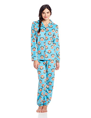 Paul Frank Women's Winter Sparkle Turq Julius Head PRT Notch Collar Pj