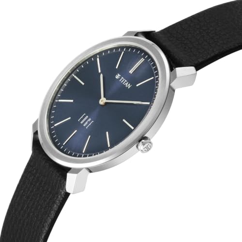 Image of EDGE Meister with Quartz Analog 2 Hands Display Blue Dial Genuine Crumpy Soft Leather Strap Strap Watch for Men - 10065SL02