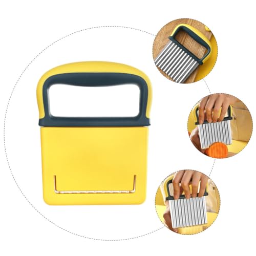 Cortador ondulado para papas con mango amarillo miniatura 3