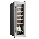 Cecotec Vinoteca Libre Instalación Bolero GrandSommelier 1250 CoolWood. Nevera para vinos con capacidad para 12 botellas, temperatura ajustable de 8-18ºC, LED y estantes de madera.