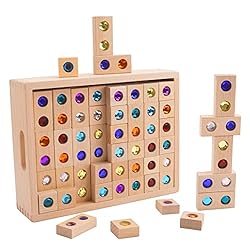 Wooden Building Blocks Set Rainbow Stacking Game Rainbow Stacker Acrylic Block Construction Toy Montessori Toys Sensory…