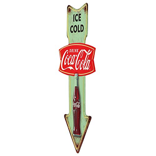 Open Road Brands Coca-Cola Ice Cold Arrow Embossed Metal Sign - Vintage Diner Coca-Cola Sign For Kitchen Or Man Cave #TOP1