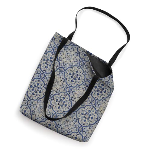 Bolso Tote con diseño portugués blanco y azul miniatura 2
