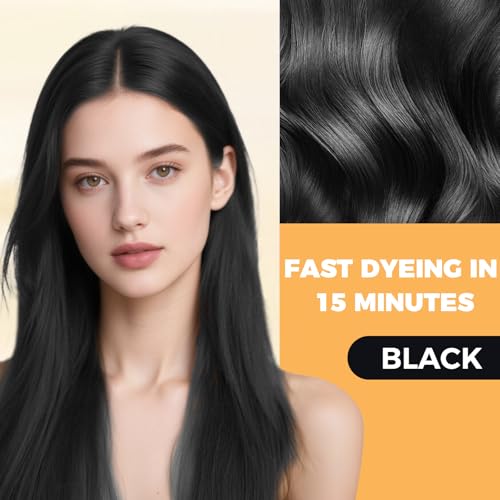 YOURTONE Black Hair Dye Shampoo 3 in 1 for Gray Hair Coverage, Hair Color Shampoo for Women Men, Herbal Ingredients Champu Para Pintar el Cabello (16.9 Oz)