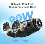 TAZATA Portable Loud Bluetooth Speaker, 60W Large Subwoofer Wireless Bluetooth 5.3 with Powerbank USB Charge Out,Waterproof IPX7,Rugged Outdoor Boombox for Party,Beach,Golf Life,Pool, Shower,Bike Use | Dass, BT5.3, IPX7 Waterproof, Floatable, RGB Lig