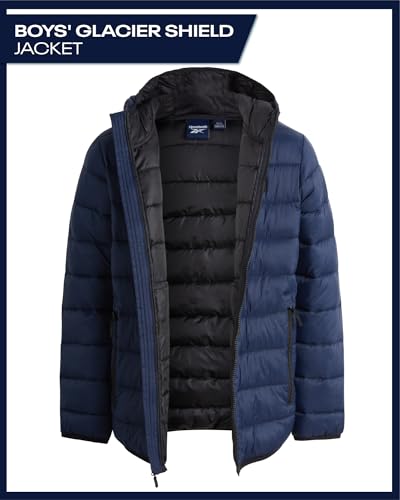 Image of Reebok Boys Winter Coat - Lightweight Insulated Puffer Jacket - Wind & Water Resistant Quilted Hooded Winter Jacket for Boys