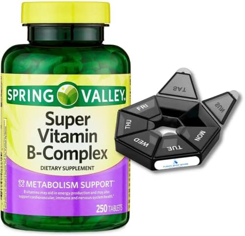 Super B Complex Vitamin Spring Valley 250 ct (1) Set with Fusion Shop Store Case Week (1)