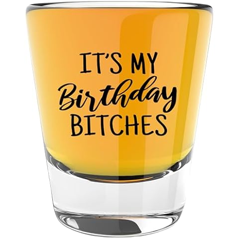 LitGifts Its My Birthday Shot Glass, 21st Birthday Gifts for Her, 21st Birthday Shot Glass for Her, Birthday Glasses for Women, 1.75 Ounce Shot Glass in Black, Small Cover