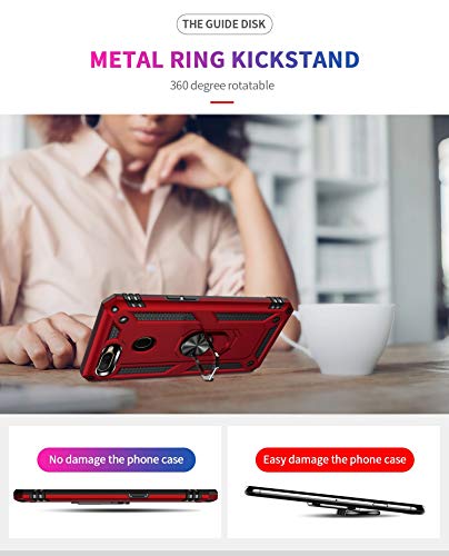 Image of Covers and Cases for Oppo A5s Case Back Cover Rugged Armor TPU + PC Hybrid Kickstand Oppo A5s Back Case /Cover with Ring Holder Designed for Oppo A5s /Oppo A7 / Oppo A12 Back Case-Red