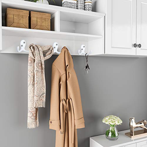 8 Pack Heavy Duty Double Prong Coat Hooks Wall Mounted With 16 Screws Retro Double Hooks Utility Hooks For Coat, Scarf, Bag, Towel, Key, Cap, Cup, Hat #TOP3