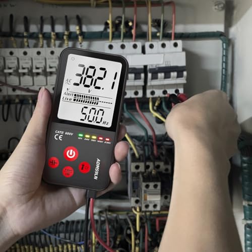 Getdoublerich ADMS9LN Multimètre numérique TRMS 6000 comptes avec graphique à barres analogique, testeur de tension automatique pour AC/DC, compact Pocket DMM avec lampe de poche