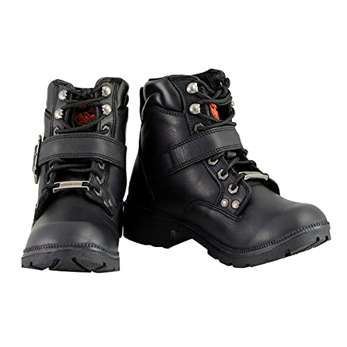 Milwaukee Leather MBL9310 Botas femininas de couro preto com cadarço - 42