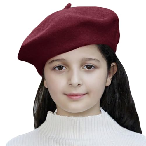 Kids Wool French Beret Hat, Classic Fashion Warm Solid Color Artist Beret Hat for Toddler Baby Girl