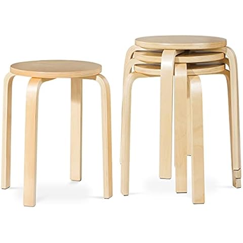 Hysache Set of 4 Stackable Wood Bar Stools Cover