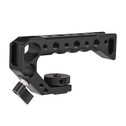 Image of Andoer Universal Top Handel Camera Top Handgrip with 4 Cold Shoe Mounts ARRI Positiong Hole 1 /4in and 3 /8in Threaded Holes Compatible with Camera Cage Sports Camera for Vlogging Live Streaming