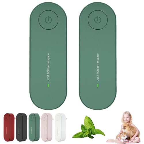 Ionic Air Purifier Plug In UK, Air Purifier Plug In With Replacement Filter, Mini Portable Claru Air Purifiers, Whisper Quiet, Filter-Free for Bedrooms, Toilets (Green, 2 PC)