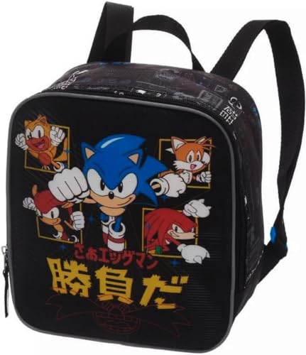 Kit Mochila Escolar Infantil Menino Sonic de Rodinhas Silicone Lancheira Térmica Pacific