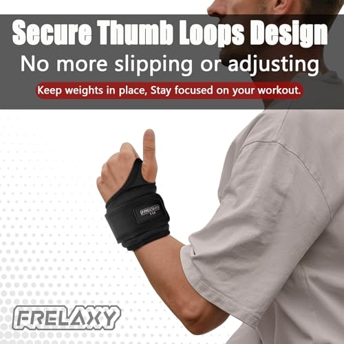 Frelaxy Wrist Weights with Thumb Loops Lock for Men Women 1lb*2 2lbs*2 3lbs*2 Ankle Weights Weighted Gloves for Running Strength Training Yoga Walking Exercises (Black, 1 lb x 2)