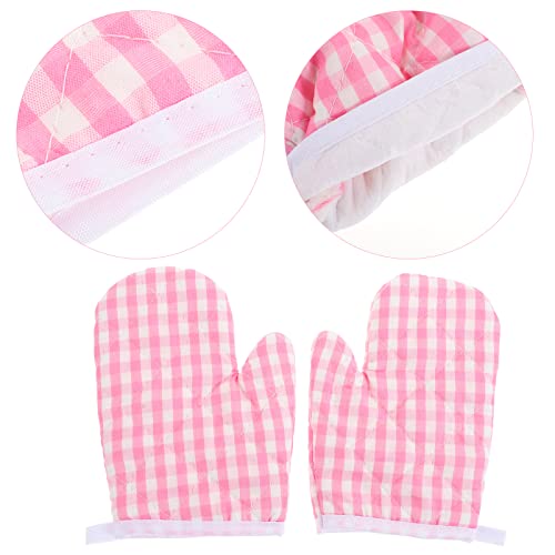 2Pcs Kids Oven Mitts Heat Resistant Oven Gloves Kitchen Mitts Microwave Gloves For Children Baking Cooking Fireplace Grill Bbq Pink #TOP6