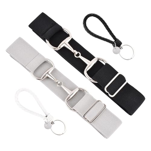 1.5 Inch Elastic Equestrian Belt with Bit Buckle and Leather Key Strap for Horse Riding Enthusiasts