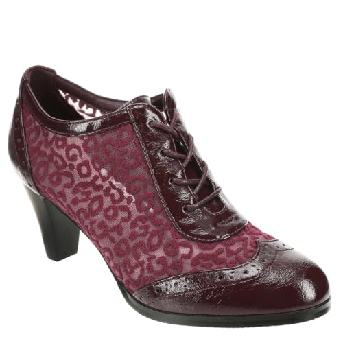 Masseys Clara Women's Oxford, 11 C/D US, Burgundy-Leopard