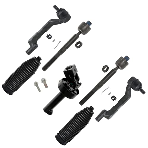 Detroit Axle - AWD 7pc Steering Shaft Kit for 2015-2021 Dodge Charger 2015-2020 Chrysler 300, Lower Steering Shaft, Front Inner Outer Tie Rods, Boots 2016 2017 2018 2019 Replacement