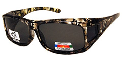 Unisex Camouflage Sun Shield Fit Over Sunglasses in Light Green Camo