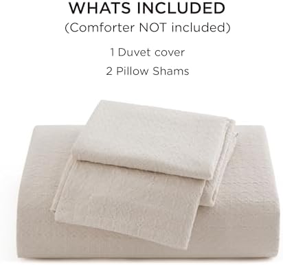 Bedsure Cotton Duvet Cover King Size - Waffle Weave Boho Rhombus Textured Duvet Cover, Soft and Breathable Rhombus Jacquard Bedding Set for All Seasons (Beige, King, 104"x90")