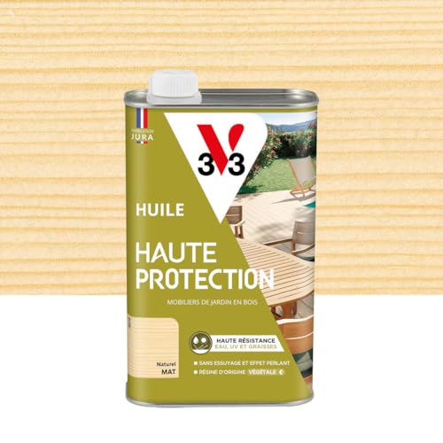 V33 Huile bois extérieur Haute Protection Naturel mat - Pour mobilier de jardin - Haute...