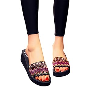 JLGY Sandalen voor dames, slippers, strandsandalen, zomer, bohemian, platte pantoffels, open teen, strandsandalen…